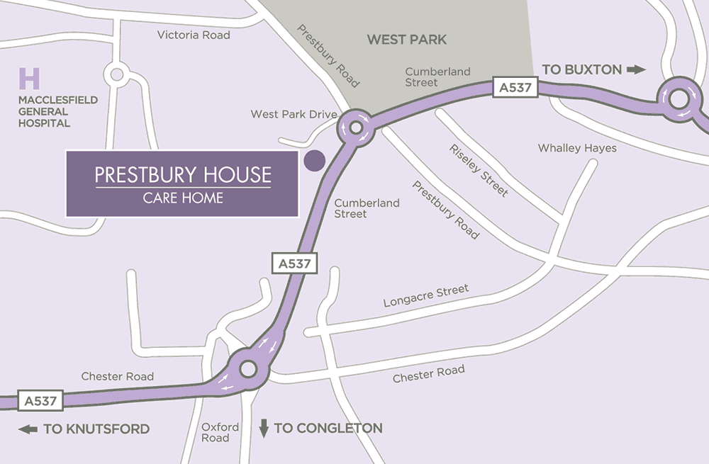 prestbury house care home map